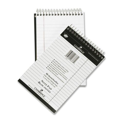 Hilroy Top Wire Bound Notebook - 80 Sheets - Wire Bound - 18 lb Basis Weight - 5" x 8" - White Paper - Copper Binder - Stiff Cover - Durable Cover, Stiff-back - 1 Each = HLR06378