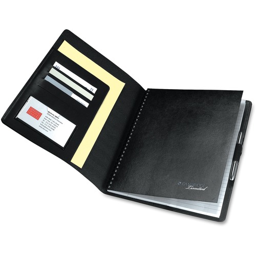 Mead Refillable Notebook Cover - Letter - 8 1/2" x 11" Sheet Size - Front, Internal Pocket(s) - Vinyl - Black - Recycled - 1 Each