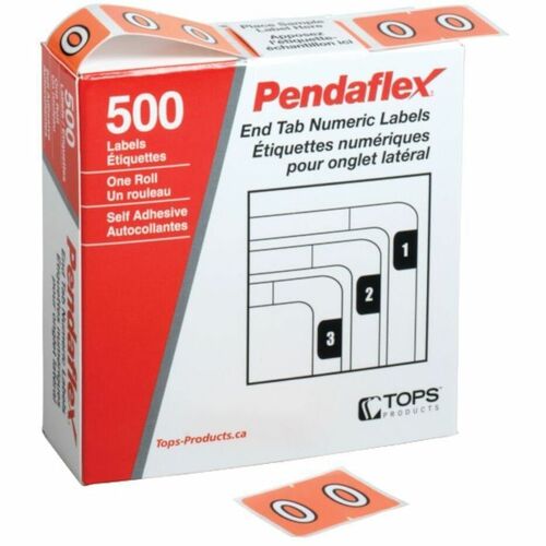 Pendaflex Numeric End Tab Filing Labels - "Number" - 1 1/4" x 15/16" Length - Rectangle - Pink - 500 / Box - Self-adhesive = PFX06630