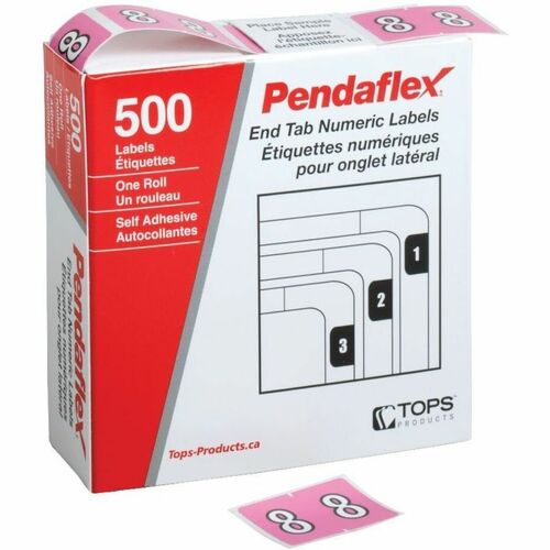 Pendaflex Numeric End Tab Filing Labels - "Number" - 1 1/4" x 15/16" Length - Rectangle - Lilac - 500 / Box - Self-adhesive = PFX06638