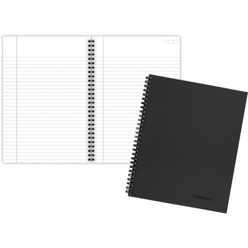 Mead Legal Business Notebook - 80 Sheets - Wire Bound - 0.28" Ruled - 20 lb Basis Weight - 6" x 9 1/2" Sheet Size - White Paper - Black Linen Cover - Pocket, Tab, Subject, Perforated, Flexible Cover - 1 Each