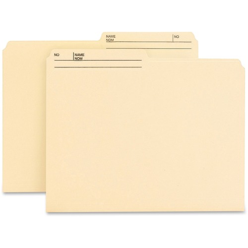 Smead 1/2 Tab Cut Letter Recycled Top Tab File Folder - 8 1/2" x 11" - 3/4" Expansion - Manila, Paper - 10% Recycled - 100 / Box