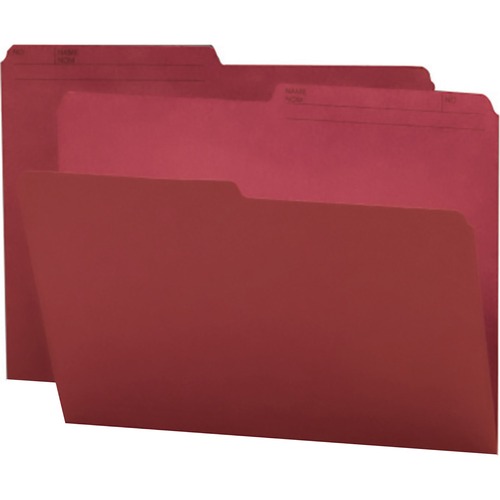 Smead Colored 1/2 Tab Cut Letter Recycled Top Tab File Folder - 8 1/2" x 11" - Paper - Maroon - 10% Recycled - 100 / Box