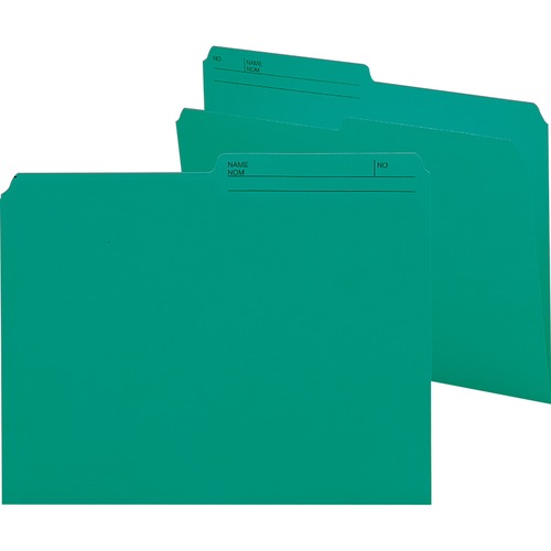 Smead Reversible Colored Folders - Letter - 8.5" x 11" - 1/2 Tab Cut on Top - 0.75" Expansion - 100 / Box - 11pt. - Teal