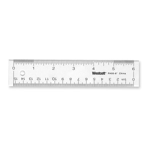 Acme United Office Desk Acrylic Ruler - 6" Length - Metric, Imperial Measuring System - Acrylic - 1 Each - Clear