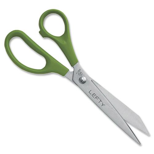 Acme United Lefty Straight Scissor - 7.50" (190.50 mm) Overall Length - Straight-left - Stainless Steel - Straight Tip - Green - 1 Each