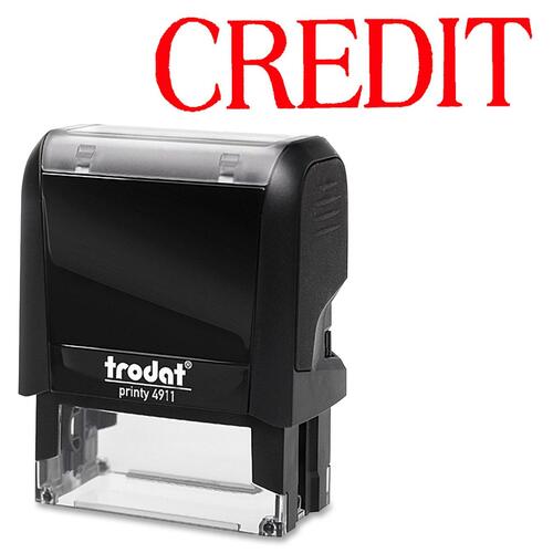 Trodat Self Inking Stamp - Message Stamp - "CREDIT" - Red - 1 Each - Title Stamps - TRO11308