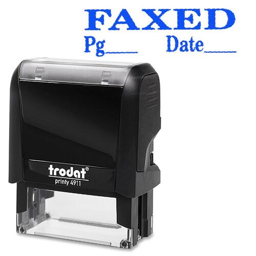 Trodat Self Inking Stamp - Message/Date & Time Stamp - "FAXED" - Blue - 1 Each - Title Stamps - TRO11330