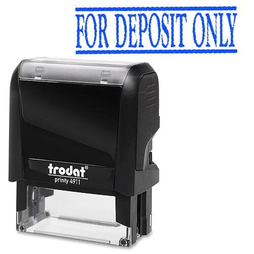 Trodat Self Inking Stamp - Message Stamp - "FOR DEPOSIT ONLY" - Blue - 1 Each - Title Stamps - TRO11337