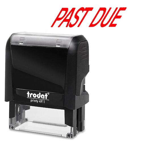 Trodat Self Inking Stamp - Message Stamp - "PAST DUE" - Red - 1 Each - Title Stamps - TRO11340