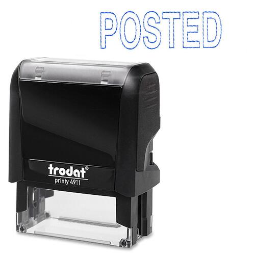 Trodat Self Inking Stamp - Message Stamp - "POSTED" - Blue - 1 Each - Title Stamps - TRO11349