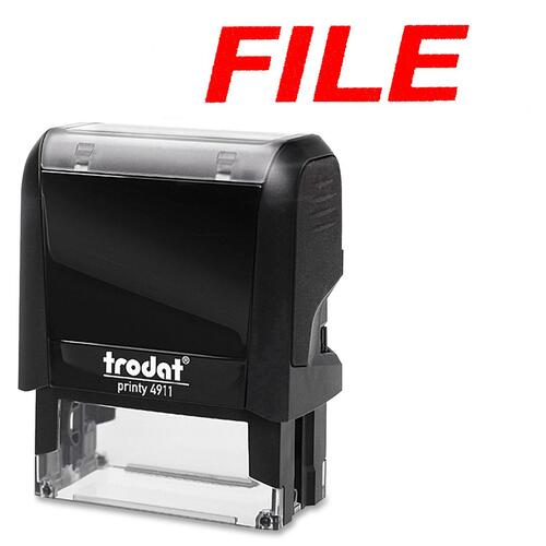 Trodat Self Inking Stamp - Message Stamp - "FILE" - Red - 1 Each - Title Stamps - TRO11409