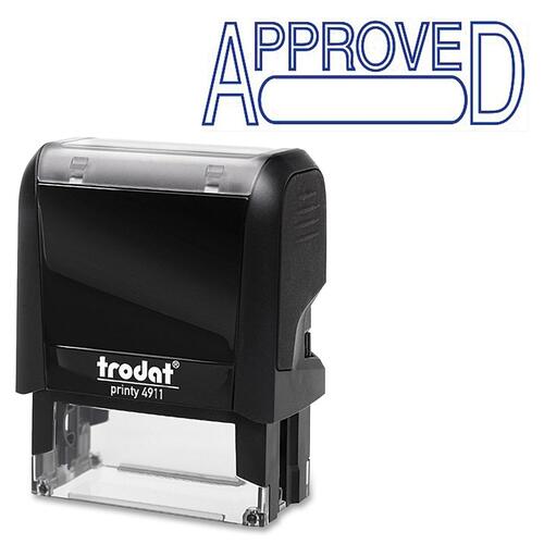 Trodat Self Inking Stamp - Message Stamp - "APPROVED" - Blue - 1 Each