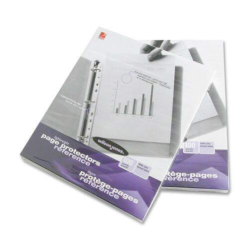 Wilson Jones Lightweight Multi Punched Page Protector - For Letter 8 1/2" x 11" Sheet - Rectangular - Clear - 100 / Box = WLJ11781