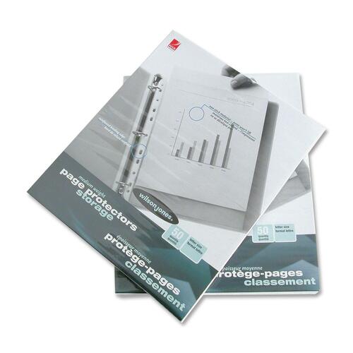 Wilson Jones Mediumweight Multi Punched Page Protector - For Letter 8 1/2" x 11" Sheet - Rectangular - Clear - 50 / Box