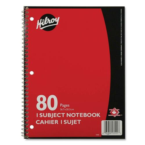 Hilroy Executive Coil One Subject Notebook - 80 Sheets - Wire Bound - 8" x 10 1/2" - Assorted Paper - Subject - 1 Each