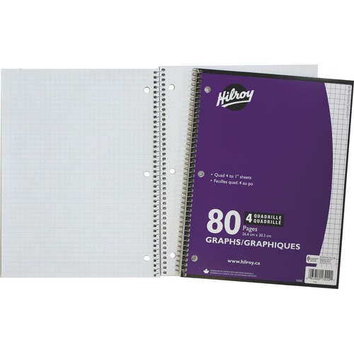 Hilroy 4:1 Executive Coil One Subject Notebook - 80 Sheets - Wire Bound - Assorted Paper - Subject - 1Each