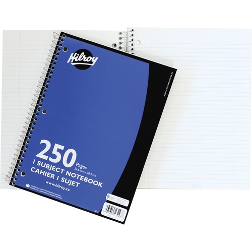 Hilroy Executive Coil One Subject Notebook - 250 Sheets - Spiral - 8" x 10 1/2" - Subject - 1Each - Memo / Subject Notebooks - HLR13223