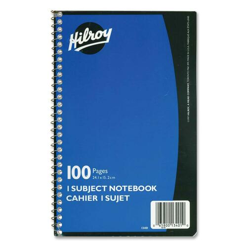 Hilroy Executive Coil One Subject Notebook - 100 Sheets - Wire Bound - 6" x 9 1/2" - Assorted Paper - Subject - 1Each - Memo / Subject Notebooks - HLR13401