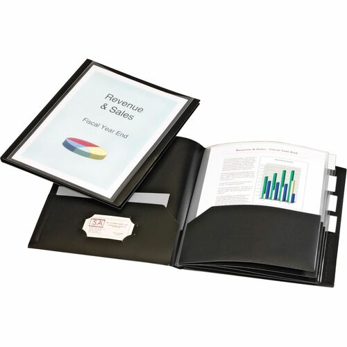 Cardinal Project Organizer - 8 1/2" x 11" - 200 Sheet Capacity - 10 Inside Front & Back Pocket(s) - 4 Divider(s) - Polypropylene - Black - 1 Each