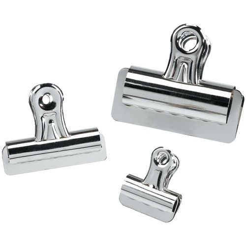 Acme United Chrome Bulldog Clip - 3" (76.20 mm) Width - 12 / Box - Steel