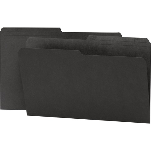 Smead 1/2 Tab Cut Legal Recycled Top Tab File Folder - 9 1/2" x 14 5/8" - Paper - Black - 10% Recycled - 100 / Box - Top Tab Colored Folders - SMD15364