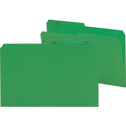 Smead 1/2 Tab Cut Legal Recycled Top Tab File Folder - 9 1/2" x 14 5/8" - Paper - Dark Green - 10% Recycled - 100 / Box - Top Tab Colored Folders - SMD15367