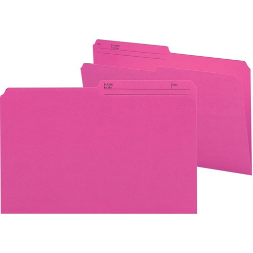 Smead 1/2 Tab Cut Legal Recycled Top Tab File Folder - 9 1/2" x 14 5/8" - Paper - Dark Pink - 10% Recycled - 100 / Box