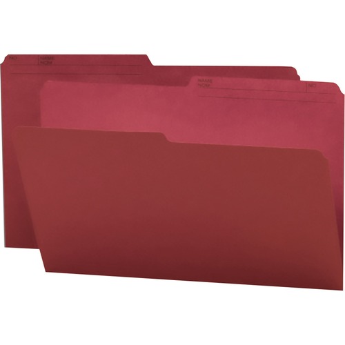 Smead 1/2 Tab Cut Legal Recycled Top Tab File Folder - 9 1/2" x 14 5/8" - Paper - Maroon - 10% Recycled - 100 / Box