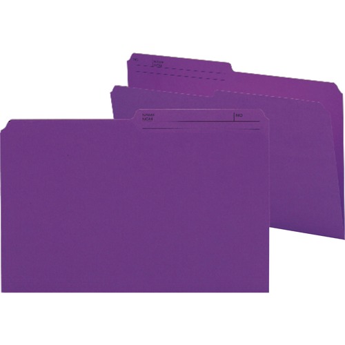 Smead 1/2 Tab Cut Legal Recycled Top Tab File Folder - 9 1/2" x 14 5/8" - Paper - Purple - 10% Recycled - 100 / Box