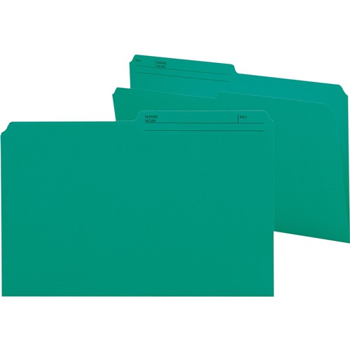 Smead 1/2 Tab Cut Legal Recycled Top Tab File Folder - 9 1/2" x 14 5/8" - Paper - Teal - 10% Recycled - 100 / Box - Top Tab Colored Folders - SMD15379