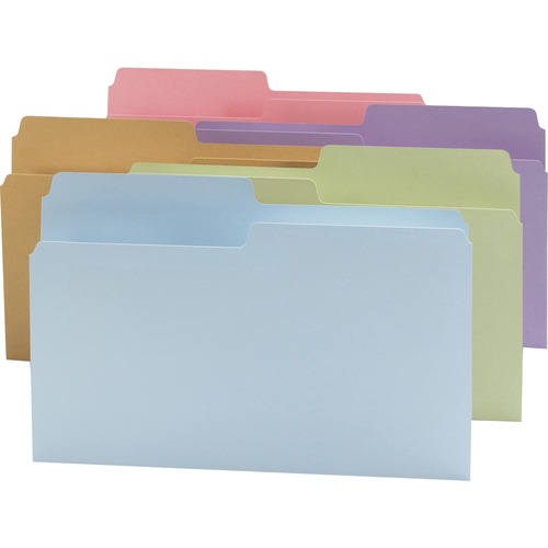 Smead SuperTab 1/2 Tab Cut Legal Recycled Top Tab File Folder - 9 1/2" x 14 5/8" - 3/4" Expansion - Paper - Assorted - 10% Recycled - 100 / Box