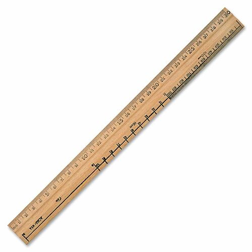 Acme United Metal Edge Double Bevel School Ruler - 12" Length - Wood - 1 Each