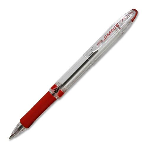Zebra Pen Jimnie Ballpoint Pen - Fine Pen Point - 0.7 mm Pen Point Size - Refillable - Red - Translucent Barrel - Tungsten Carbide Tip - 1 Each - Ballpoint Stick Pens - ZEB21030