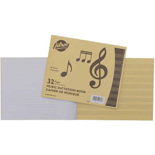 Hilroy Music Dictation Notebook - 100 Sheets - Plain - 7 3/8" x 9" - Memo / Subject Notebooks - HLR29030