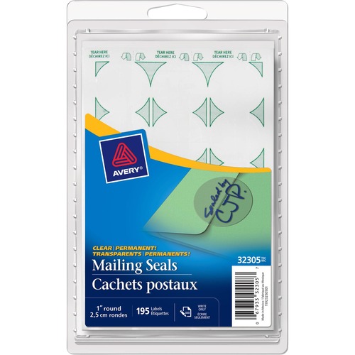 Avery® Mailing Seal - Permanent Adhesive - Clear - 195 / Box - Mailing & Address Labels - AVE32305