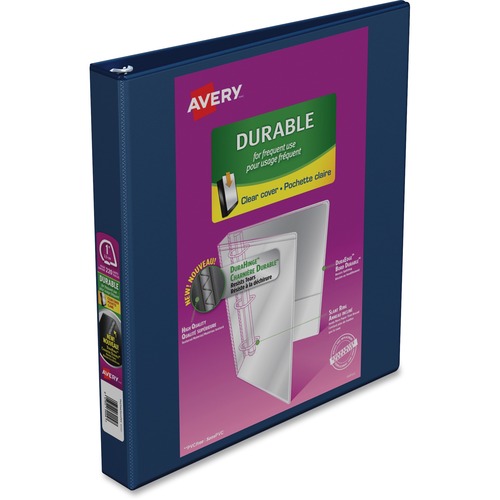 Avery® Durable View Slant-D Presentation Binder - 1" Binder Capacity - Letter - 8 1/2" x 11" Sheet Size - D-Ring Fastener(s) - Navy - Recycled - Durable, Gap-free Ring - 1 Each - Presentation / View Binders - AVE34004