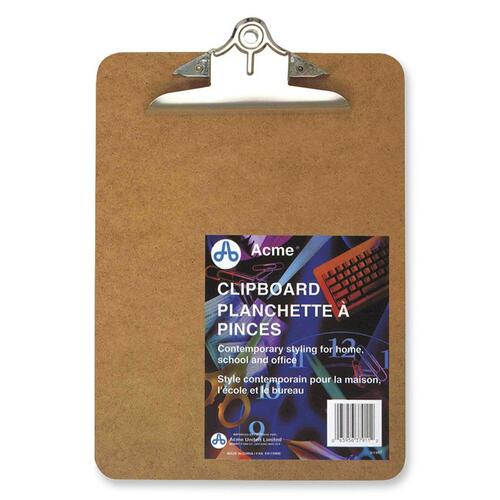Acme United Deluxe Masonite Clipboard With Hinges - 8 1/2" x 11" - Masonite - Brown - 1 Each - Clipboards - ACM35912