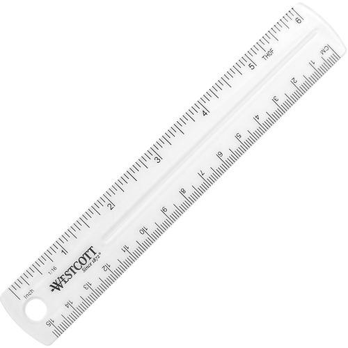 Acme United English Standard Ruler - 6" Length - Imperial Measuring System - Plastic - 1 Each - Clear