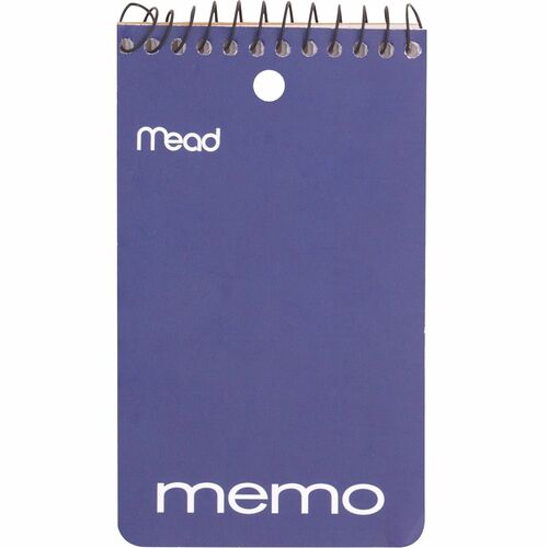 Mead Wirebound Memo Book - 60 Sheets - Wire Bound - 15 lb Basis Weight - 3" x 5" - White Paper - Stiff-back - 1Each - Memo / Subject Notebooks - MEA45354