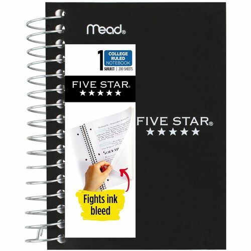 Mead Five Star Fat Lil' Wirebound Notebook - 200 Pages - Plain - Coilock - 4" x 5 1/2" - Assorted Cover - Poly Cover - Perforated, Durable Cover, Easy Tear - 1 Each