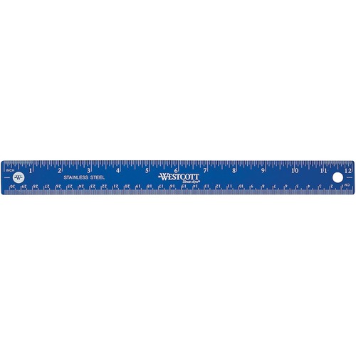 Acme United Colored Stainless Steel Ruler - 12" Length - Imperial, Metric Measuring System - Stainless Steel - Rulers & Yardsticks - ACM50205