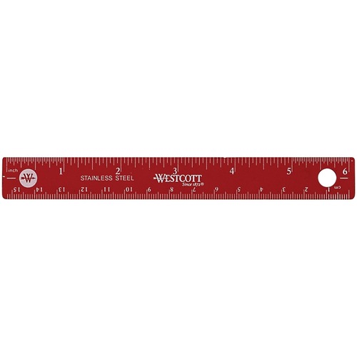 Acme United Colored Stainless Steel Ruler - 6" Length - Imperial, Metric Measuring System - Stainless Steel - Rulers & Yardsticks - ACM50206