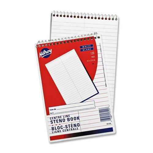 Hilroy Stenographer's Notebook - 120 Sheets - Plain - Spiral - 6" x 9" - White Paper - 1 Each
