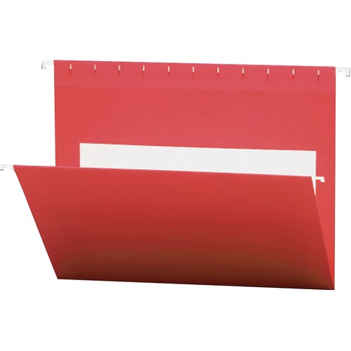 Smead Flex-I-Vision Letter Recycled Hanging Folder - 8 1/2" x 11" - Paper - Red - 10% Recycled - 25 / Box