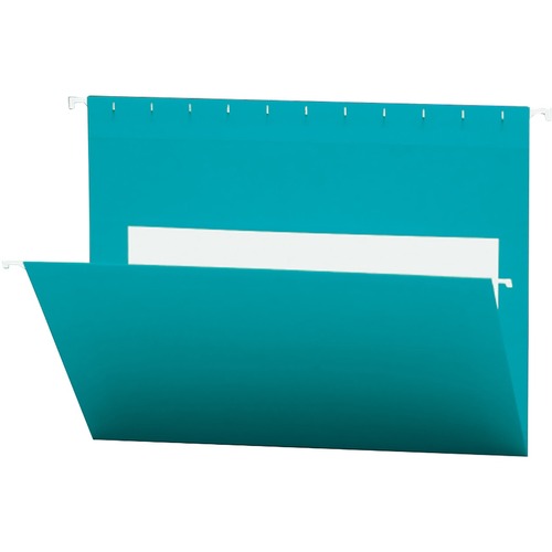 Smead Flex-I-Vision Letter Recycled Hanging Folder - 8 1/2" x 11" - Paper - Teal - 10% Recycled - 25 / Box