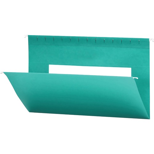 Smead Flex-I-Vision Legal Recycled Hanging Folder - 9 1/2" x 14 5/8" - Paper - Aqua - 10% Recycled - 25 / Box
