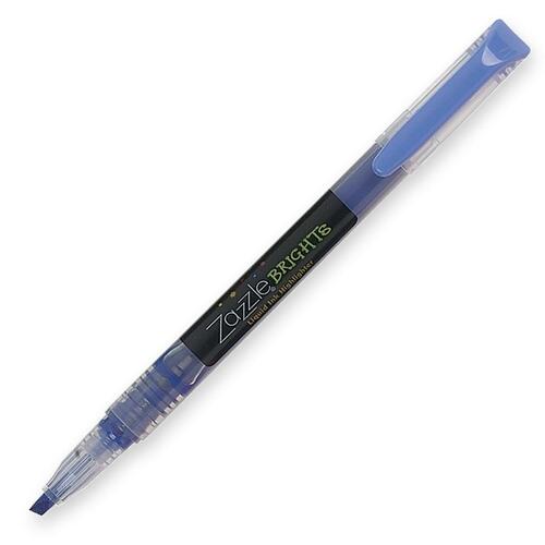 Zebra Pen Zazzle Bright Liquid Ink Highlighters - Chisel Marker Point Style - Blue Water Based Ink - 1 / Box - Note Cards - ZEB71020