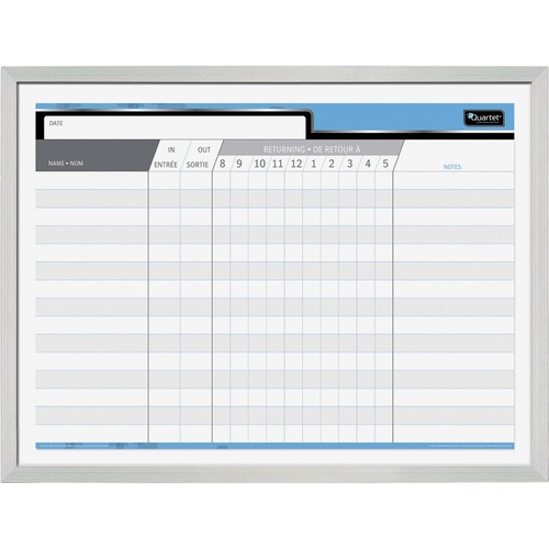 Quartet Bilingual Personnel Dry-Erase Board - 24" (2 ft) Width x 18" (1.5 ft) Height - Aluminum Frame 