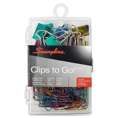 Acco Assorted Clips-To-Go - 0.75" (19.05 mm) Length - Green, Pink, Gold, Blue - Metal